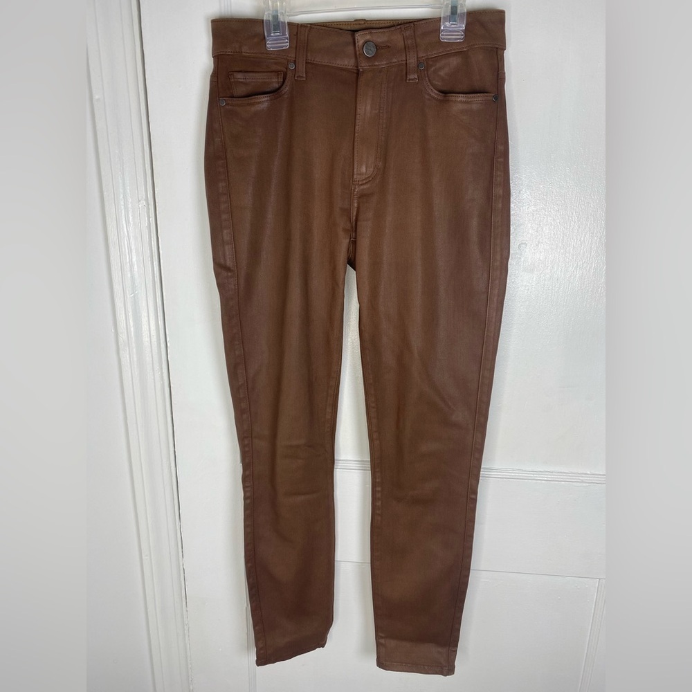 PAIGE Bombshell Women's Tan Skinny Ankle Coated Jeans
